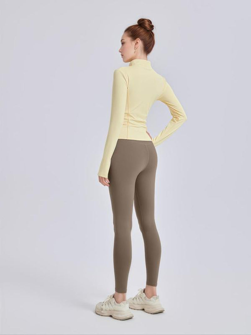 Women'S Two-Piece Solid Zip up Mock Neck Sports Jacket & High Waist Leggings Set, Sporty Breathable Quick-Drying Outfits, Tracksuit Set for Yoga, Gym Workout and Running, Valentine'S Day Gift for Girl, Ladies Sportswear for All Seasons