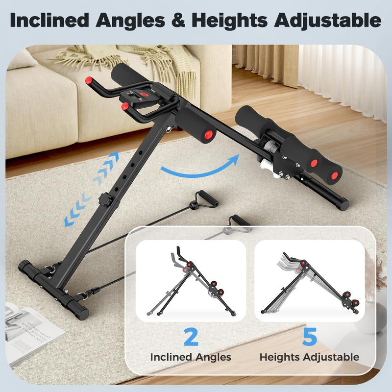 Relife Sports Adjustable Foldable Ab Trainer Machine with LCD Monitor | Home Gym Core, Abs & Waist Shaper | Knee Protection & Resistance/Elastic Bands | Arm, Leg & Buttocks Workout Equipment | Beginner-Friendly