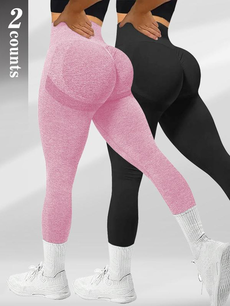 Women'S Solid High Waist Sports Leggings, Tight-Fitting Comfy Breathable Skinny Pants for Yoga Gym Workout Running, Ladies Sportswear for All Seasons, Skinny Yoga Bottoms