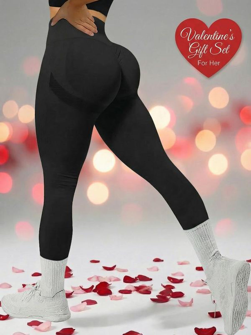 Women'S Solid High Waist Sports Leggings, Tight-Fitting Comfy Breathable Skinny Pants for Yoga Gym Workout Running, Ladies Sportswear for All Seasons, Skinny Yoga Bottoms