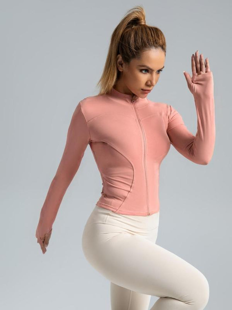 Women'S Two-Piece Solid Zip up Mock Neck Sports Jacket & High Waist Leggings Set, Sporty Breathable Quick-Drying Outfits, Tracksuit Set for Yoga, Gym Workout and Running, Valentine'S Day Gift for Girl, Ladies Sportswear for All Seasons