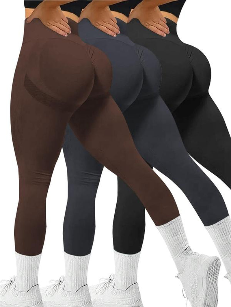 Women'S Solid High Waist Sports Leggings, Tight-Fitting Comfy Breathable Skinny Pants for Yoga Gym Workout Running, Ladies Sportswear for All Seasons, Skinny Yoga Bottoms