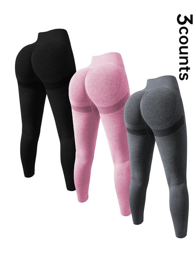 Women'S Solid High Waist Sports Leggings, Tight-Fitting Comfy Breathable Skinny Pants for Yoga Gym Workout Running, Ladies Sportswear for All Seasons, Skinny Yoga Bottoms