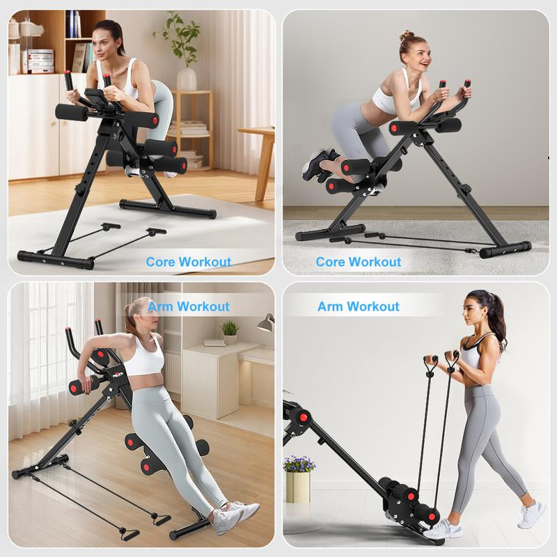 Relife Sports Adjustable Foldable Ab Trainer Machine with LCD Monitor | Home Gym Core, Abs & Waist Shaper | Knee Protection & Resistance/Elastic Bands | Arm, Leg & Buttocks Workout Equipment | Beginner-Friendly