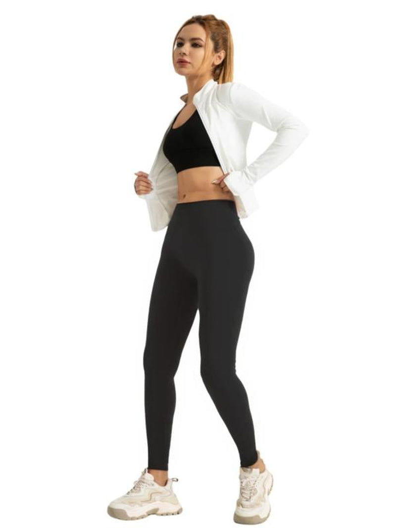 Women'S Two-Piece Solid Zip up Mock Neck Sports Jacket & High Waist Leggings Set, Sporty Breathable Quick-Drying Outfits, Tracksuit Set for Yoga, Gym Workout and Running, Valentine'S Day Gift for Girl, Ladies Sportswear for All Seasons