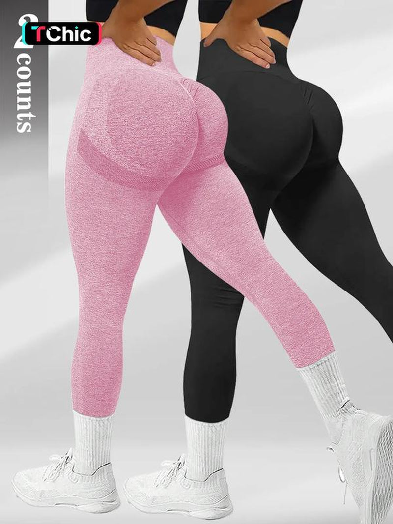 Women'S Solid High Waist Sports Leggings, Tight-Fitting Comfy Breathable Skinny Pants for Yoga Gym Workout Running, Ladies Sportswear for All Seasons, Skinny Yoga Bottoms